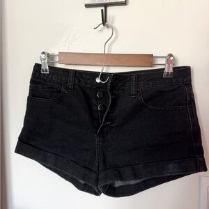 Forever 21 Button Fly Black Jean Shorts - Mid-Rise - 27